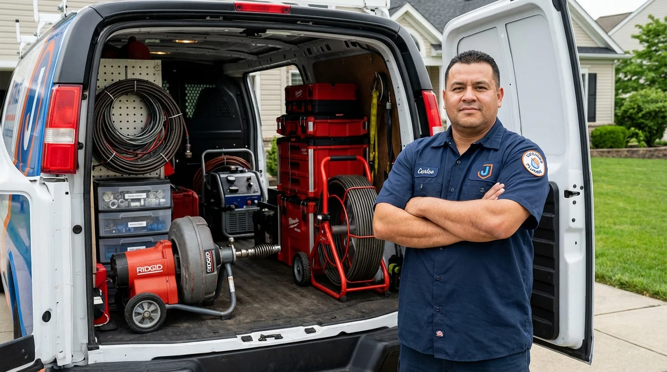 Professional drain cleaning equipment and Johns Plumbing LLC plumber in Rockwood