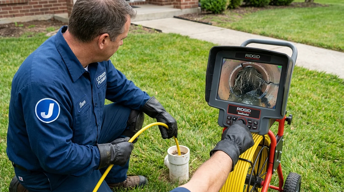 Sewer camera inspection being performed by Johns Plumbing LLC in Rockwood