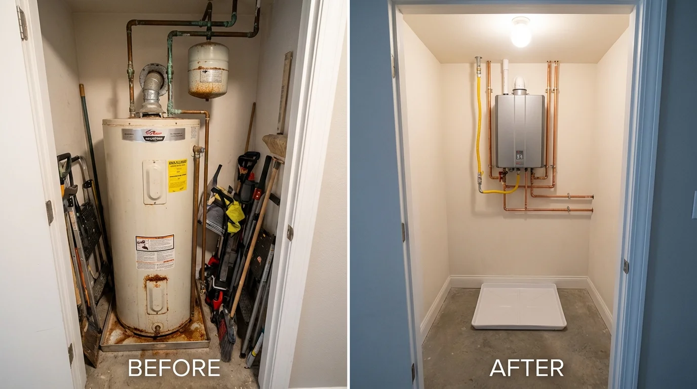 Tank water heater versus wall-mounted tankless unit comparison for Rockwood, TN homeowners